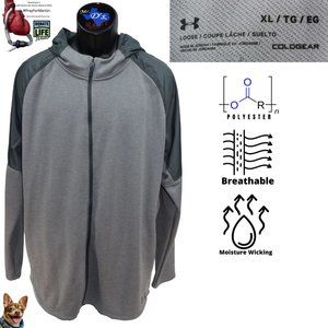 Under Armour XL Grey Full Zip Hooded Jacket L/S